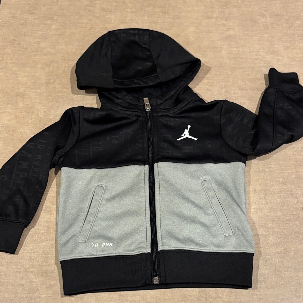 Jordan Kids Black and Gray Zip-Up Hoodie